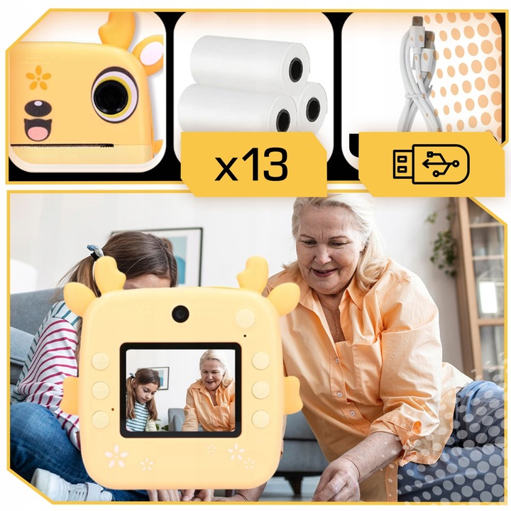 MINI DRUKARKA DRUKUŚ APARAT FOTOGRAFICZNY NATYCHMIASTOWY TERMICZNA 13 ROLKI Marka Lewer